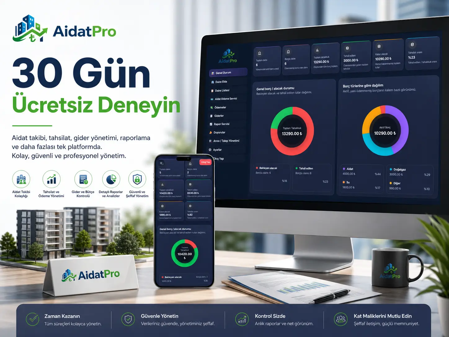 AidatPro 30 gün ücretsiz demo görseli