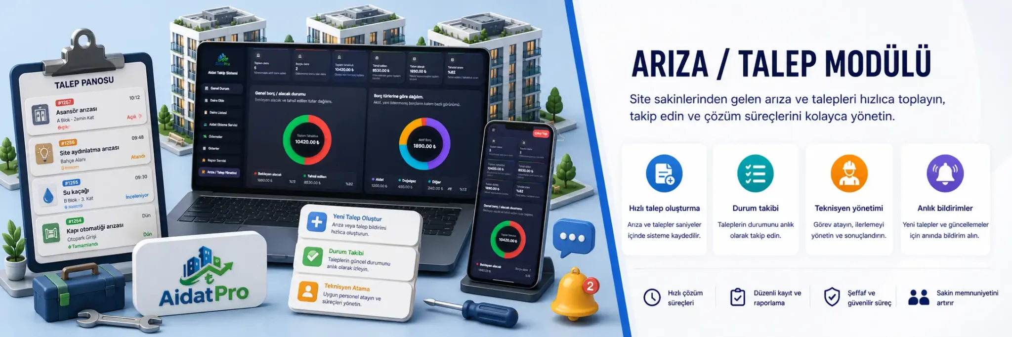 Arıza / talep modülü görseli