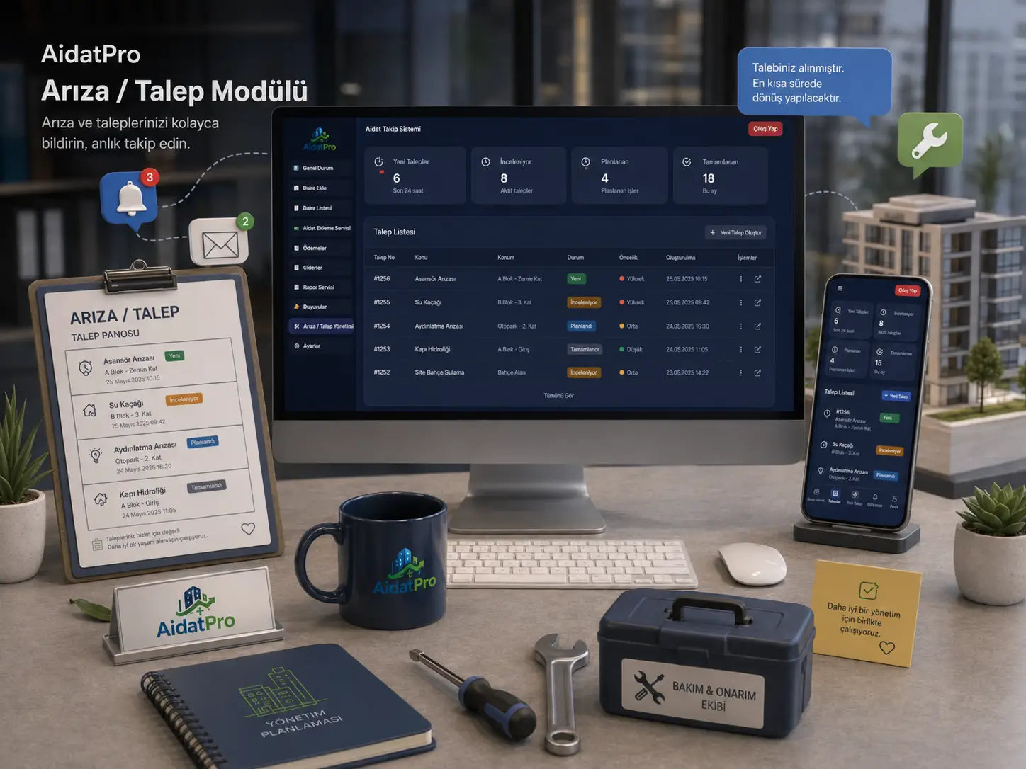 Arıza / talep modülü panel kullanımı