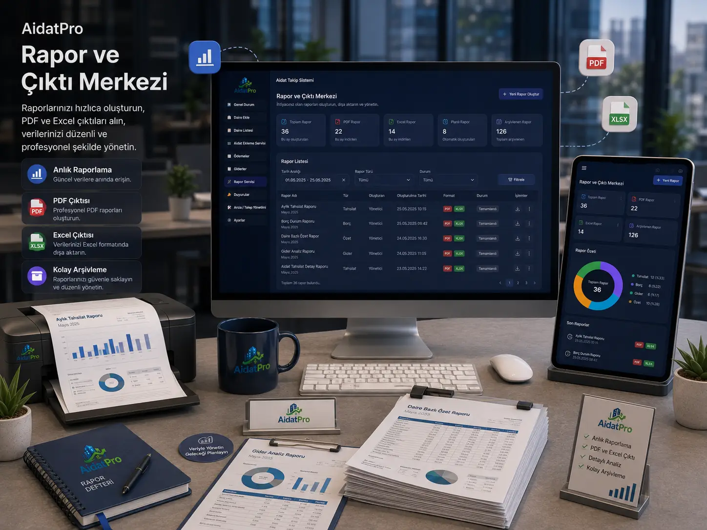 Rapor ve çıktı merkezi panel kullanımı