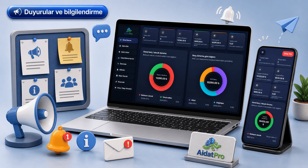 AidatPro Duyurular ve bilgilendirme özelliği