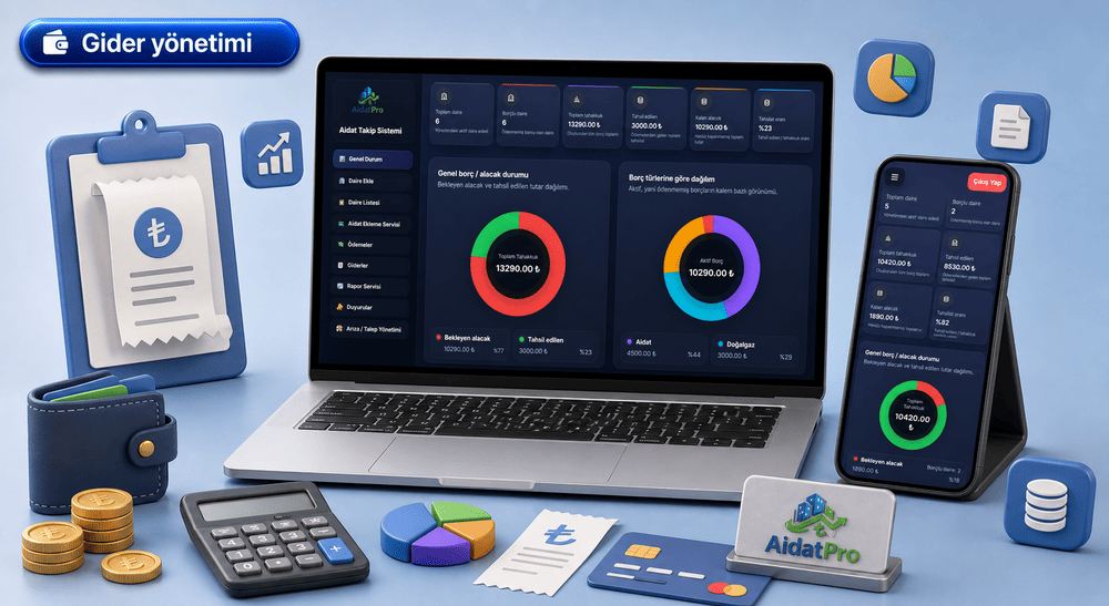 AidatPro Gider yönetimi özelliği