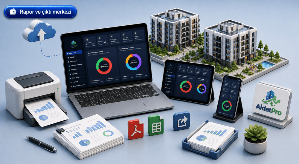 AidatPro Rapor ve çıktı merkezi özelliği