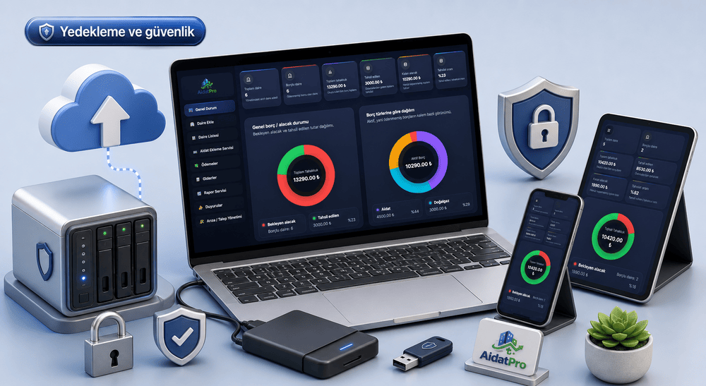 AidatPro Yedekleme ve güvenlik özelliği