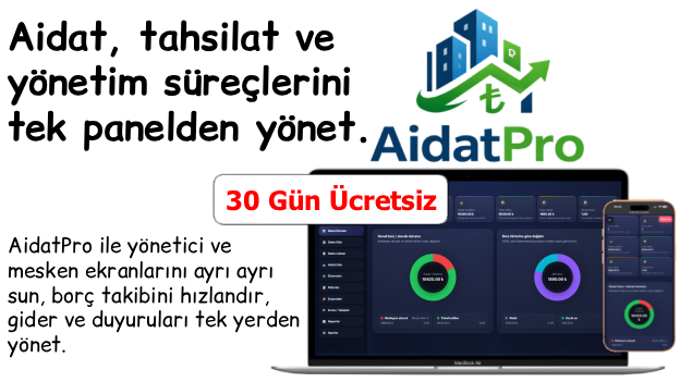 AidatPro site yönetim yazılımı yönetici paneli ekran görünümü